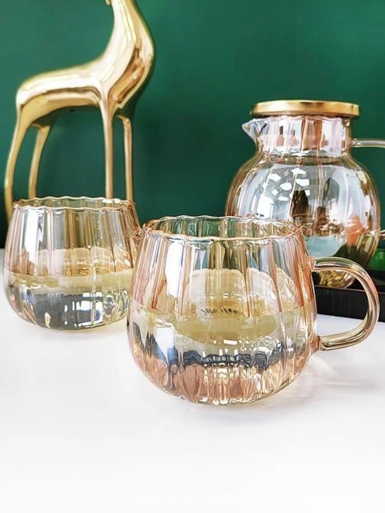 Stripped Pumpkin Shape Borosilicate Cups