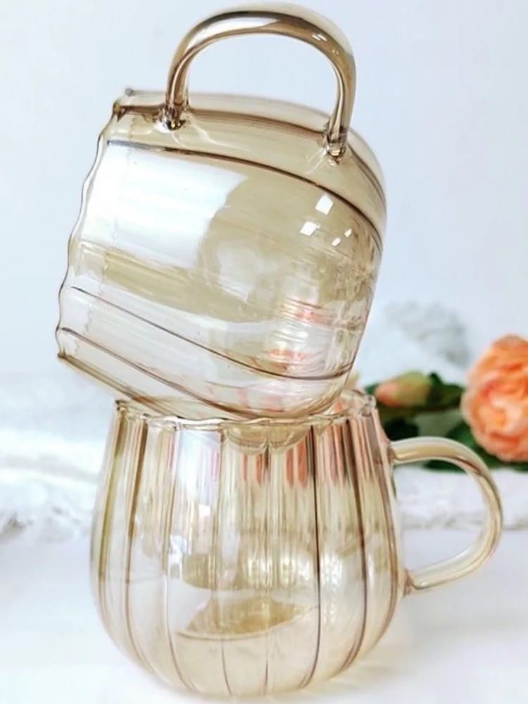 Stripped Pumpkin Shape Borosilicate Cups