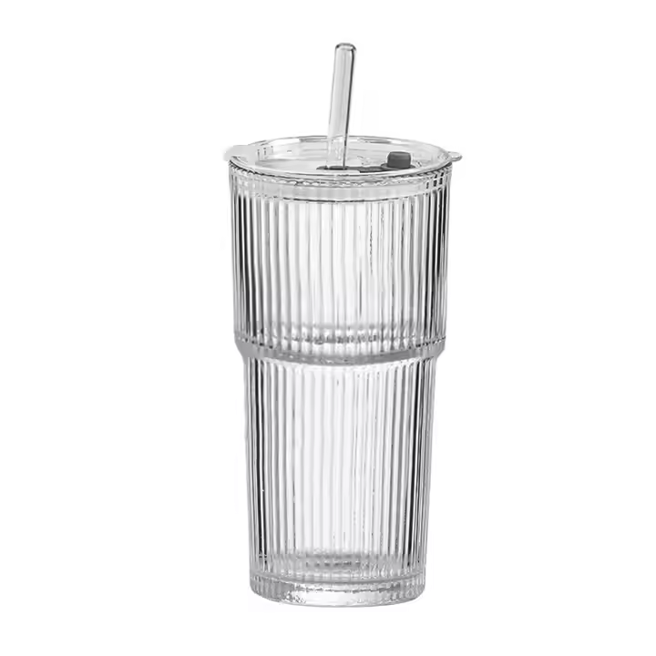 650ml Ribbed Glass Tumbler