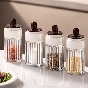 Stripped Seasoning Glass Jars