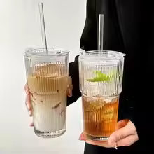 650ml Ribbed Glass Tumbler