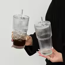 650ml Ribbed Glass Tumbler