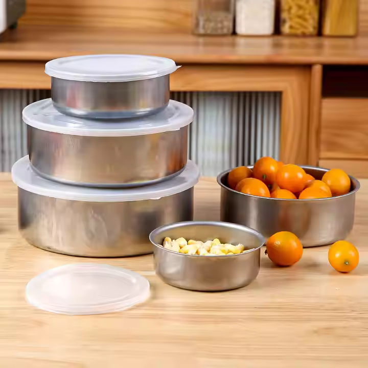 5pcs Modern Stainless Steel Fresh Box Containers