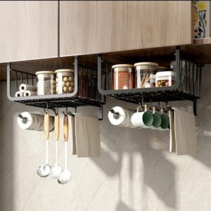 4 in 1 Metallic Under Shelf Rack with Hooks