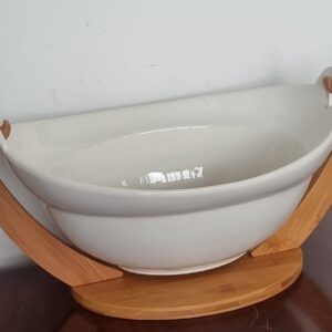Ceramic Fruit Bowl on Bamboo Base