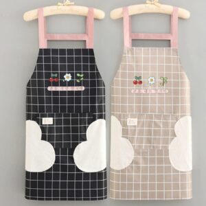 Waterproof Cute Checked Floral Aprons with Hand Wipe Towel
