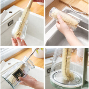 4 pcs Long Wooden Handle Bottle Cleaning Brushes