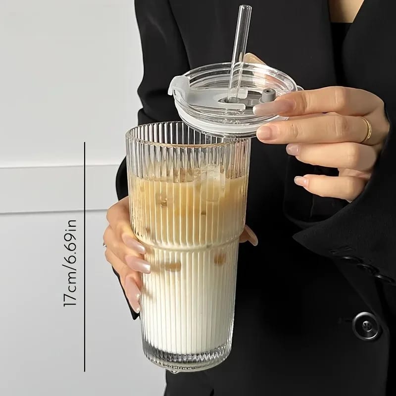 650ml Ribbed Glass Tumbler
