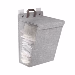 Foldable Adhesive Laundry Basket Hamper With Handle and Stickers