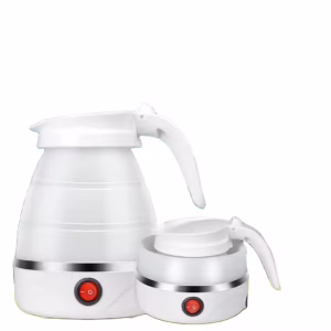 Foldable Portable Electric Kettle with Silicone Body and Stainless Steel Heating Base