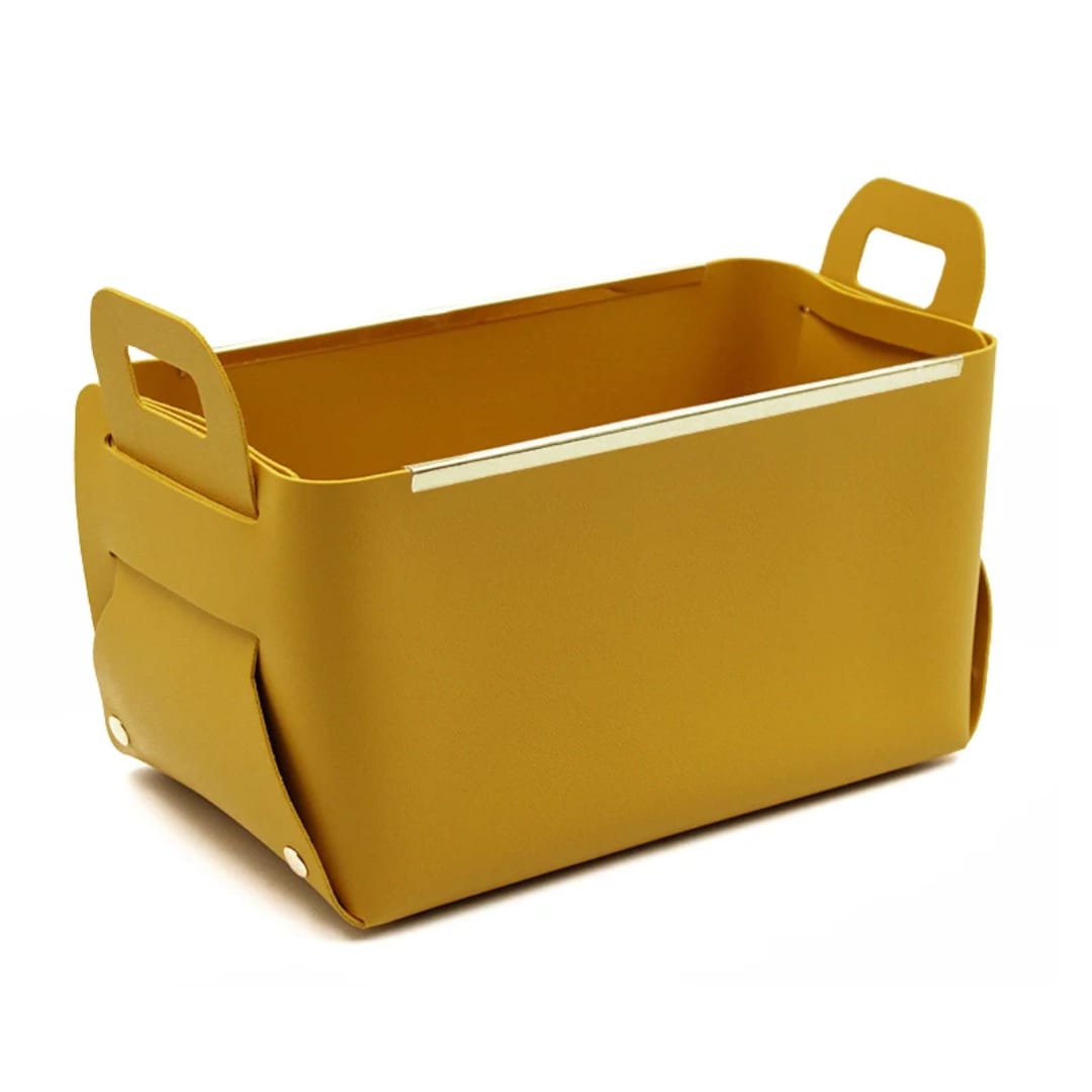 Multifunction PU Leather Collapsible Sundries Storage Basket/Organiser