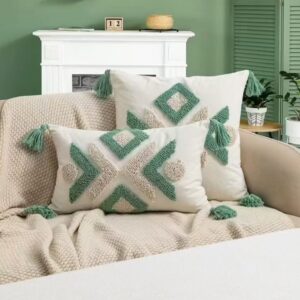 Fancy Tufted Throw Pillow Covers with Tassels