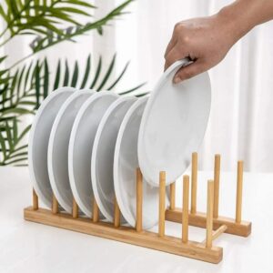 8 Slot Bamboo Plate Rack