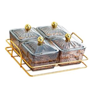 4in1 4pc Heavy Glass Golden Sugar Dish Set