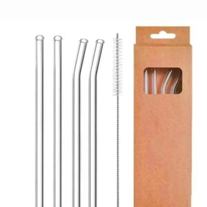 4 Pcs Reusable Glass Straws