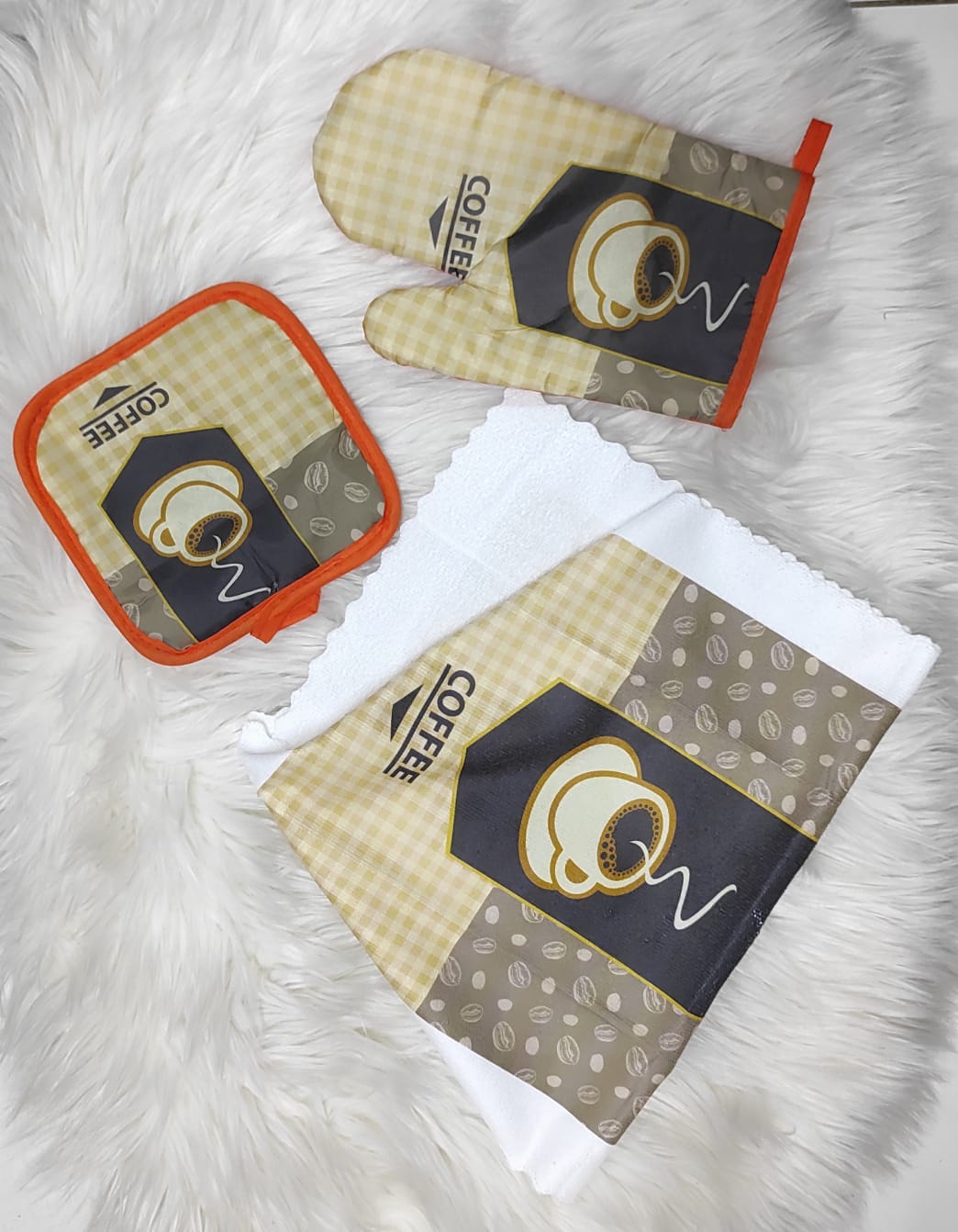 3pcs Kitchen Glove Set, Potholders Pad, Pot Rest and Stove Oven Gloves Set