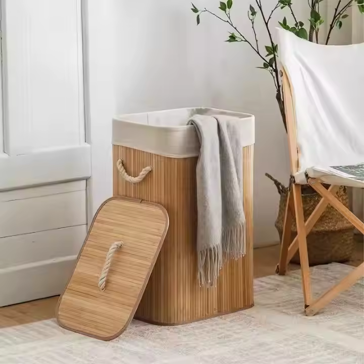 Foldable Large Capacity Wooden Laundry Basket