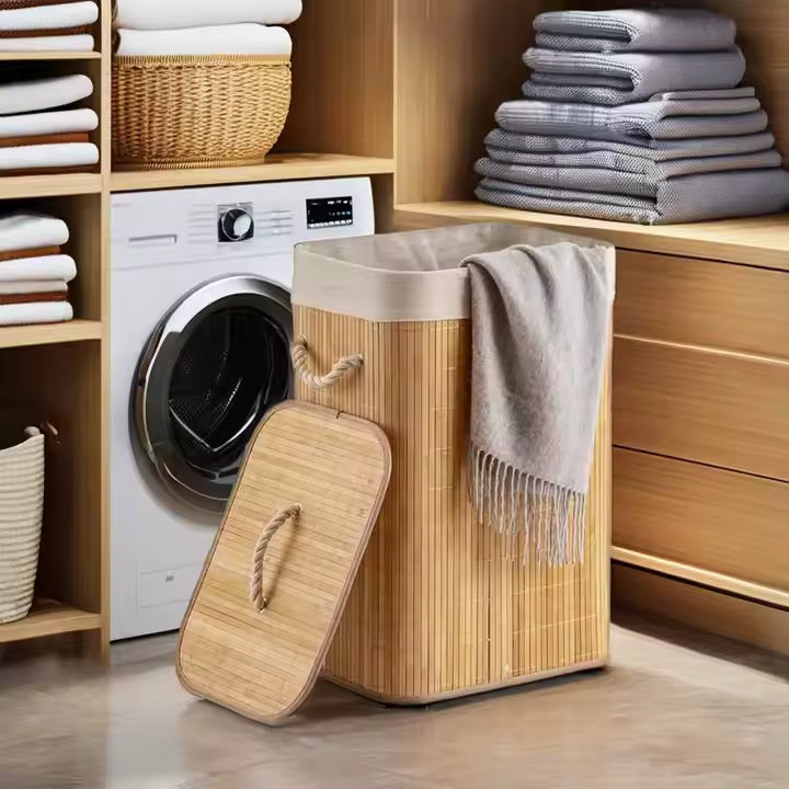Foldable Large Capacity Wooden Laundry Basket