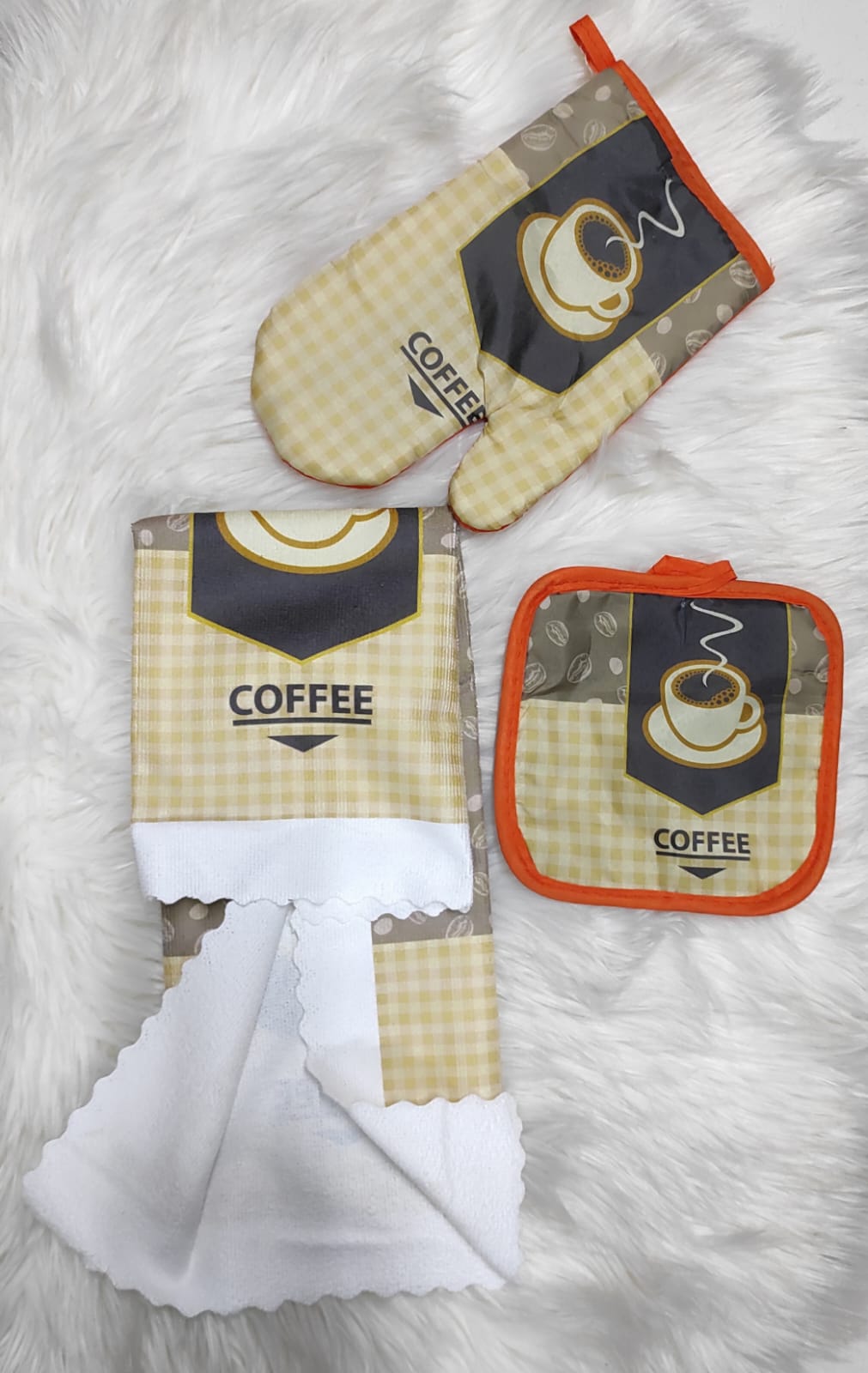 3pcs Kitchen Glove Set, Potholders Pad, Pot Rest and Stove Oven Gloves Set