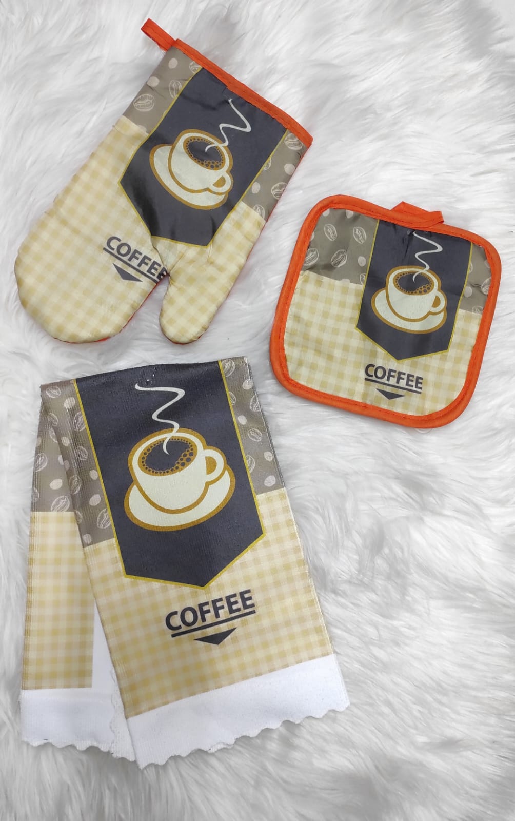 3pcs Kitchen Glove Set, Potholders Pad, Pot Rest and Stove Oven Gloves Set