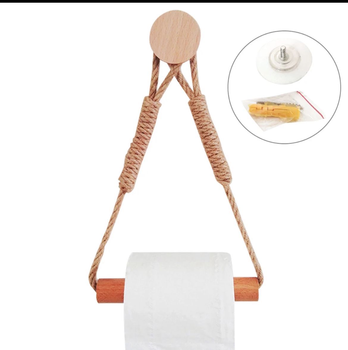 Hemp Rope with Bamboo Tissue Holder