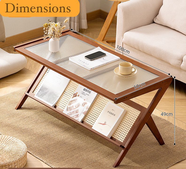 Rattan Coffee Table with Storage Shelf