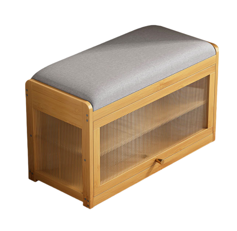 Wooden stool with shoe cabinet