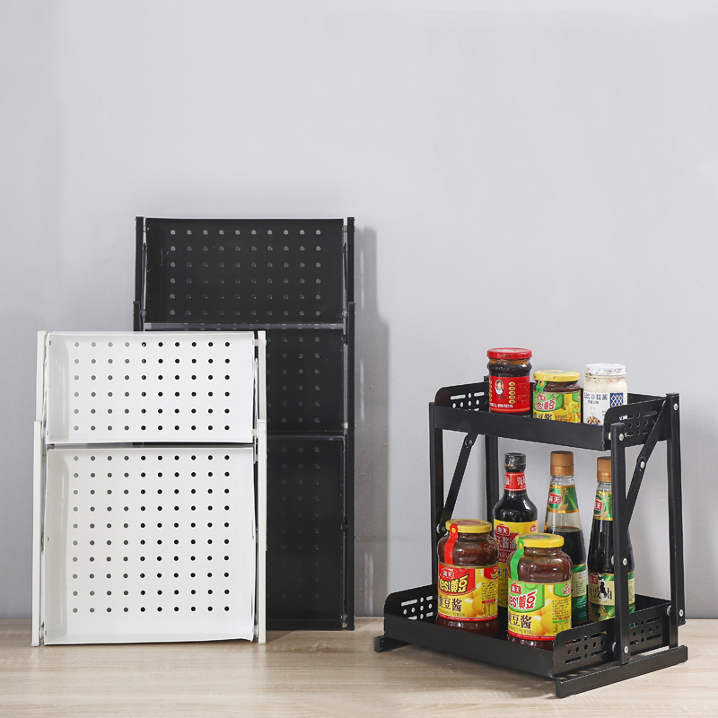 2-Tier Multifunctional Foldable Kitchen Spice Rack