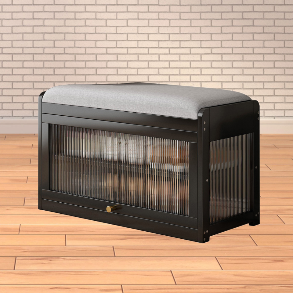 Wooden stool with shoe cabinet