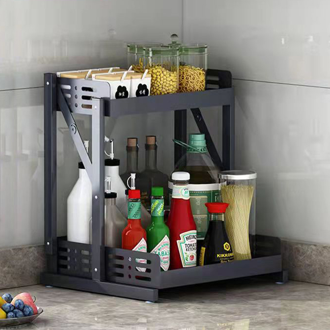 2-Tier Multifunctional Foldable Kitchen Spice Rack