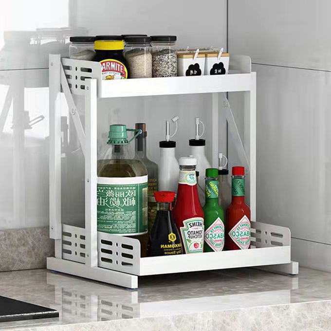 2-Tier Multifunctional Foldable Kitchen Spice Rack
