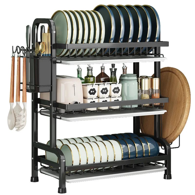 3 Layer Kitchen Tableware Drain Rack Stand