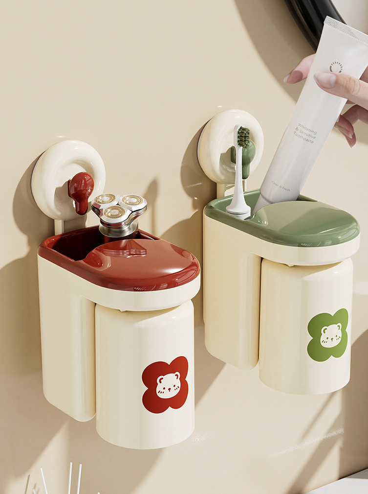 Strong Adhesive Wall-Mounted Toothbrush Cup Rack