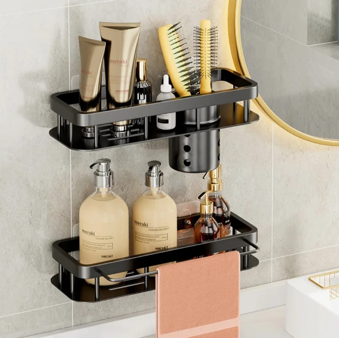 Aluminum Alloy Rectangular Shelf with Towel Holder