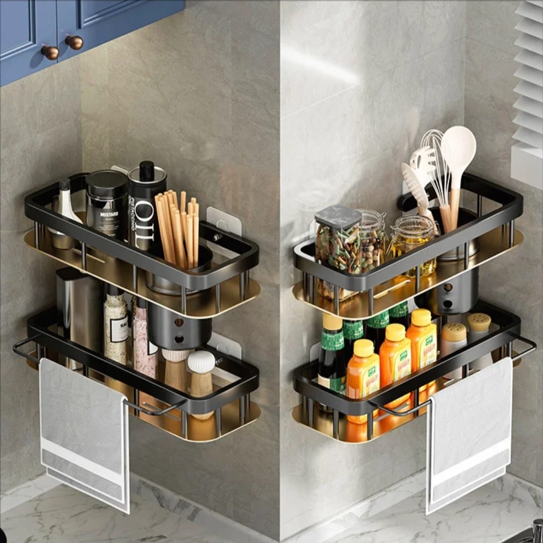 Aluminum Alloy Rectangular Shelf with Towel Holder