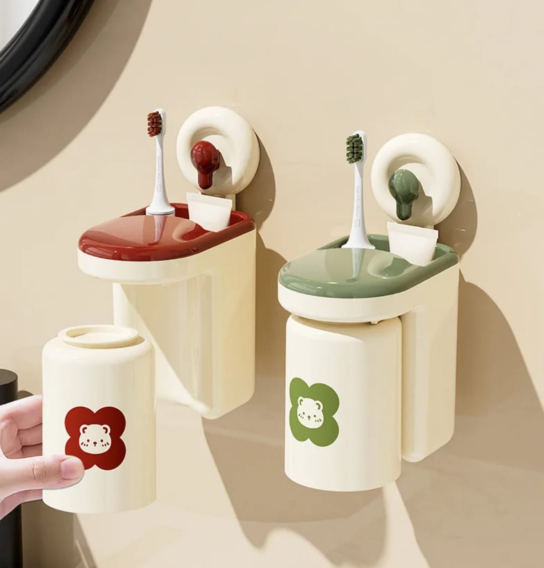 Strong Adhesive Wall-Mounted Toothbrush Cup Rack