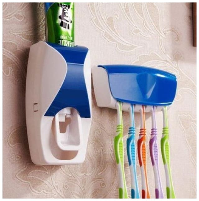 Toothpaste Dispenser with 5-Piece Toothbrush Holder
