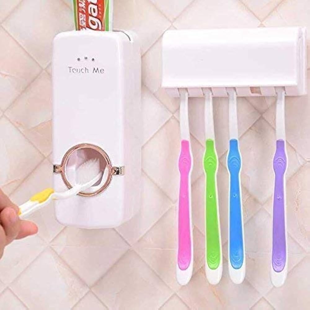 Toothpaste Dispenser with 5-Piece Toothbrush Holder