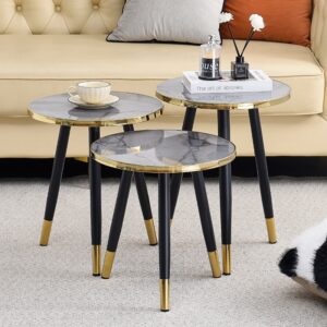 3 in 1 Nesting Luxury Marble Side Stool Set