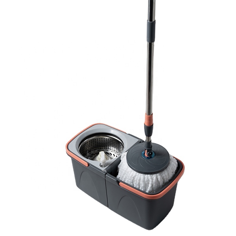 Split Spinning Microfiber Mop with Self Wet and Dry Bucket