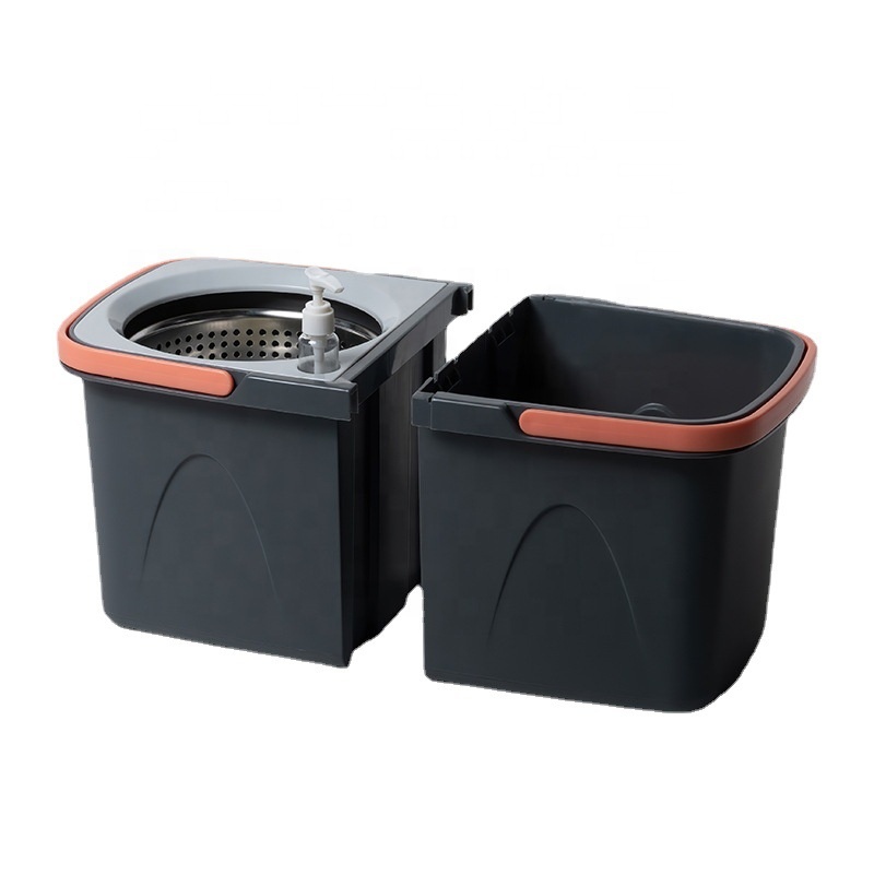 Split Spinning Microfiber Mop with Self Wet and Dry Bucket