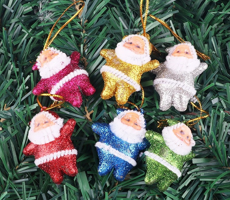 6pcs Colorful Christmas Santa Claus Ornaments