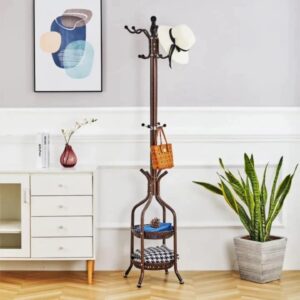 Heavy Duty Wrought Iron Coat & Handbag Floor-Standing Rack