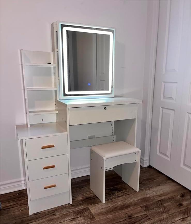 Wooden Dressing Table with LED Light
