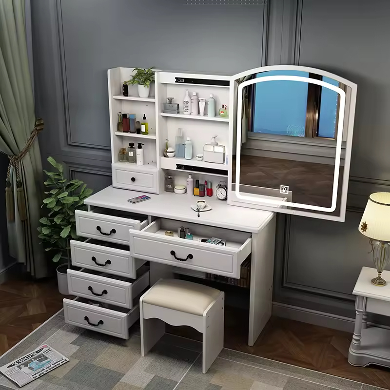 Wooden Dressing Table with LED Light