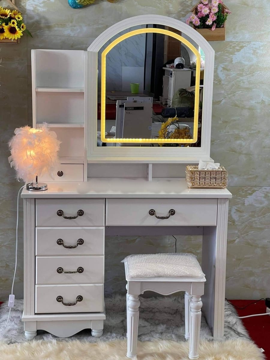 Wooden Dressing Table with LED Light