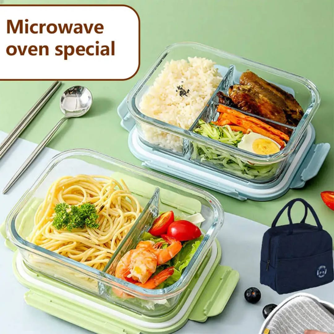 High Borosilicate Glass Partitioned Lunchbox