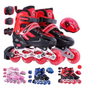 Adjustable Inline Skates Set with Helmet & Protective Guards