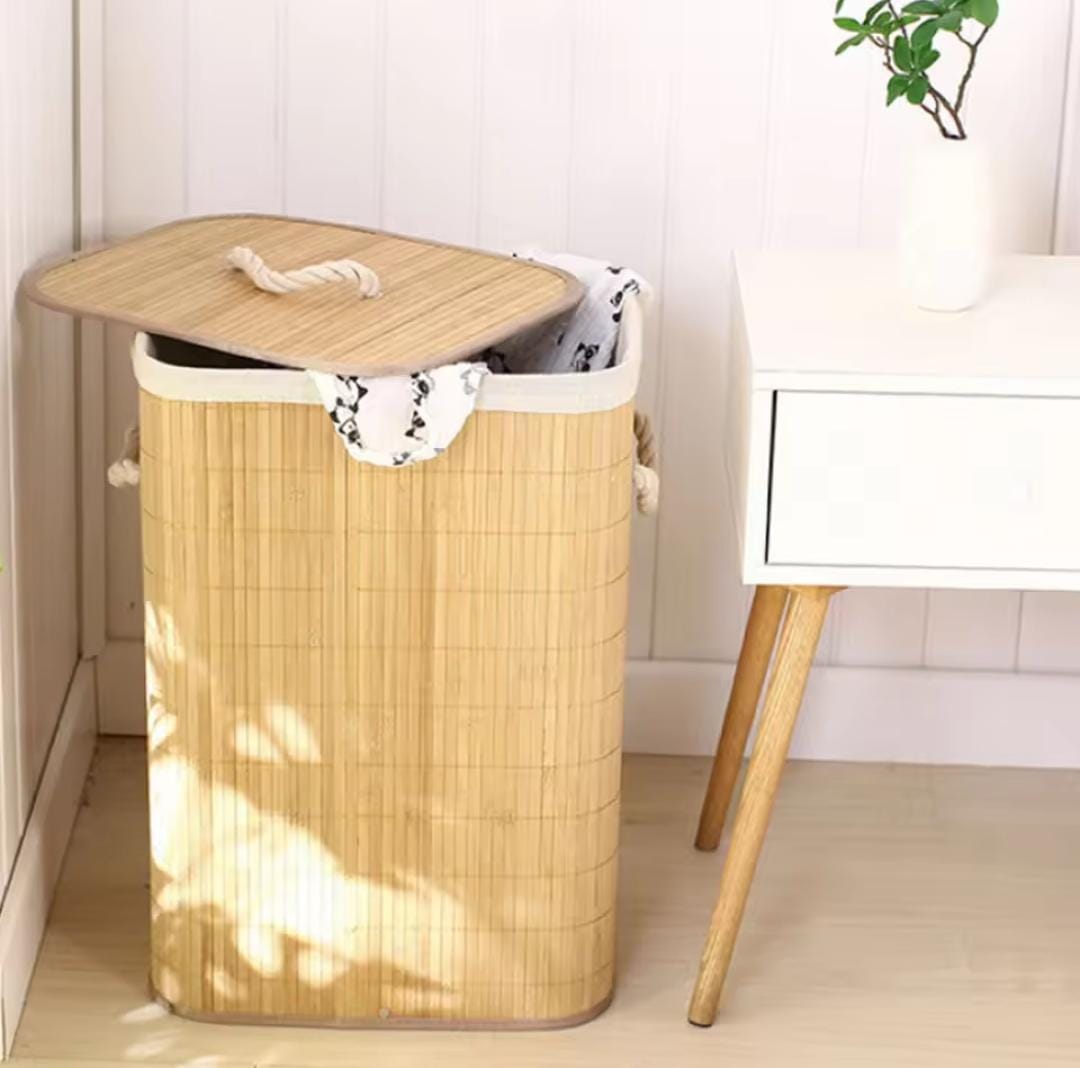 FOLDABLE BAMBOO LAUNDRY BASKET