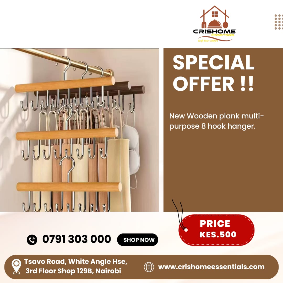 New Wooden Plank Multipurpose 8 Hook Hanger